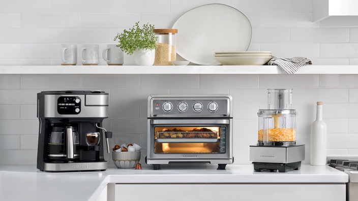 three kitchen appliances on a kitchen element