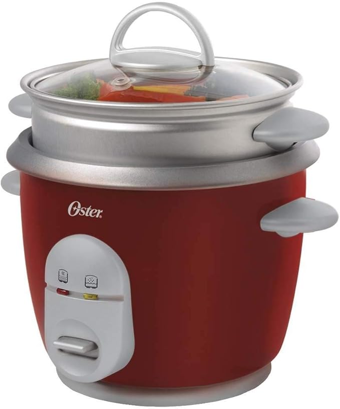 Oster 6-Cup Rice Cooker with Steamer, Red (004722-000-000)
