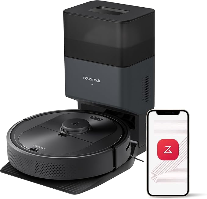 roborock Q5+ Robot Vacuum with Self-Empty Dock, Hands-Free Cleaning for up to 7 Weeks, 2700Pa Max Suction, 180mins Max Run-Time, Compatible with Alexa(Renewed)
